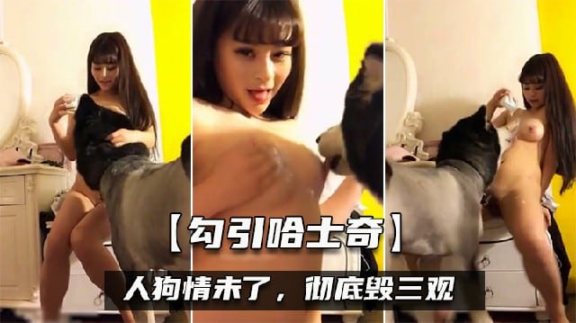 【国产最美人兽】粉丝怂恿主播和哈士奇人兽乱交，直播间观众三观尽毁！